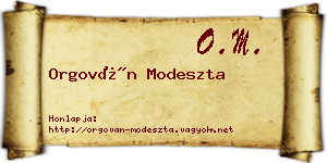 Orgován Modeszta névjegykártya